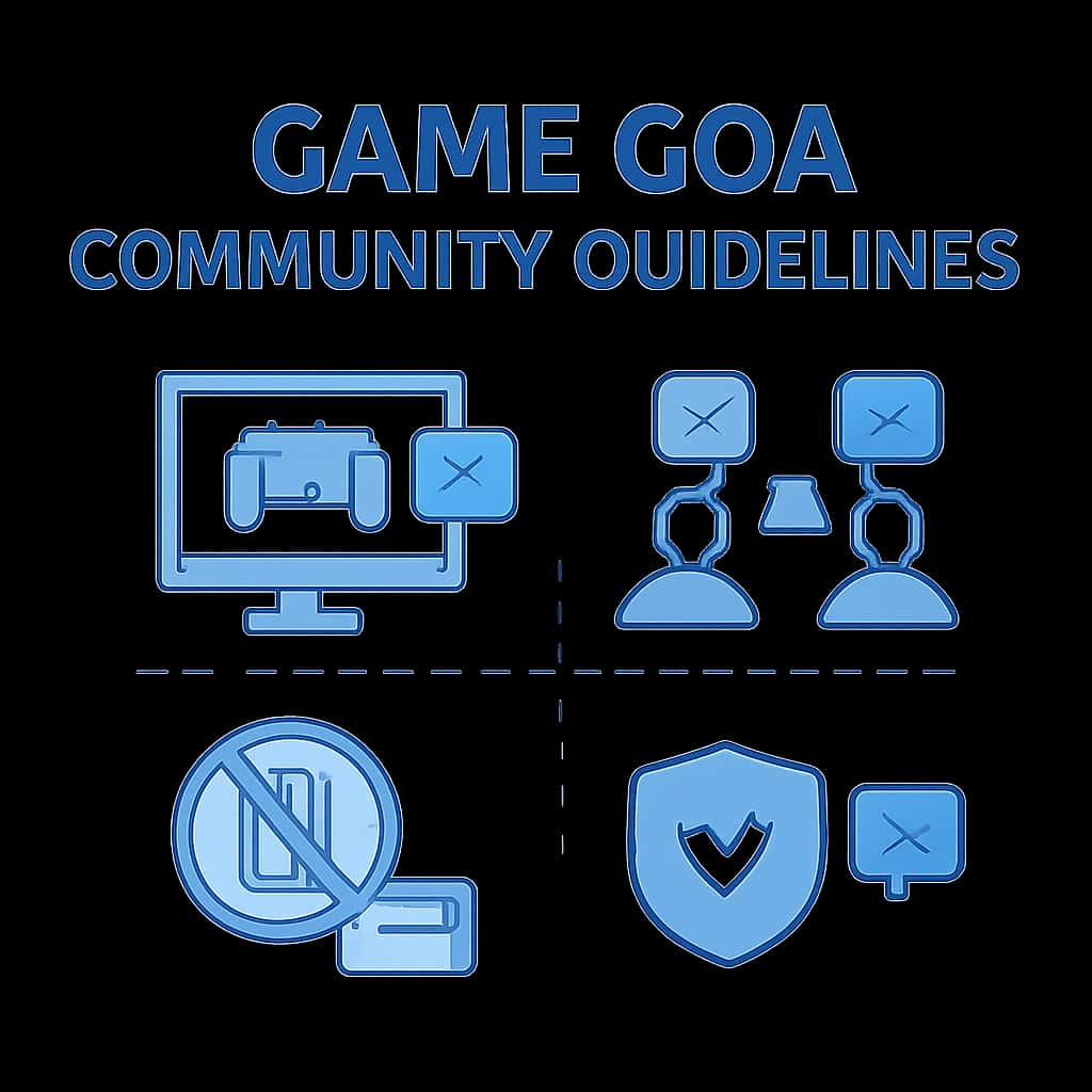 An educational diagram illustrating Game Goa Community Guidelines.