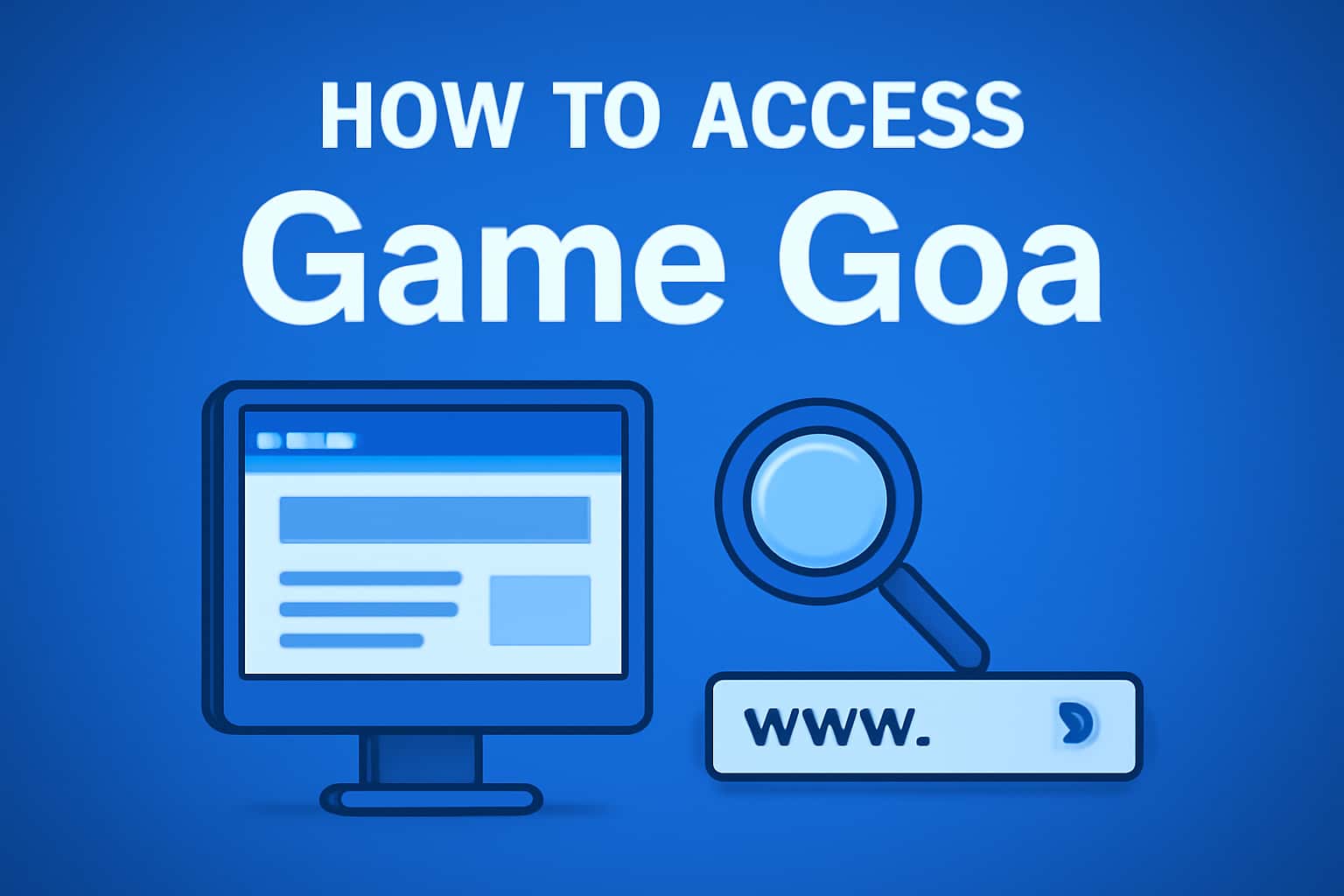 A high-tech digital interface showing information about accessing Game Goa.