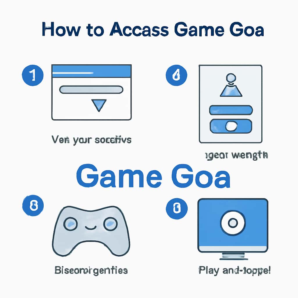 An educational diagram illustrating steps to access Game Goa.