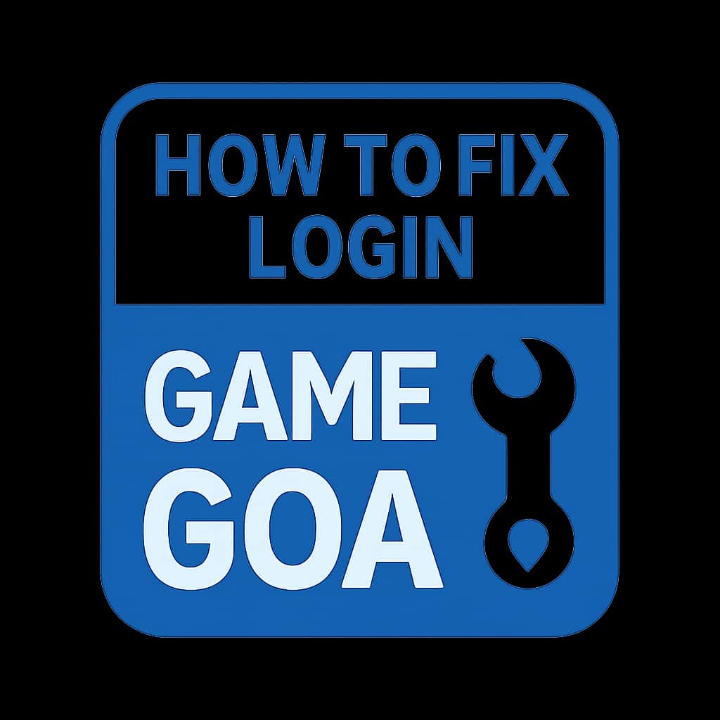 A badge illustrating the concept of fixing login issues for Game Goa.