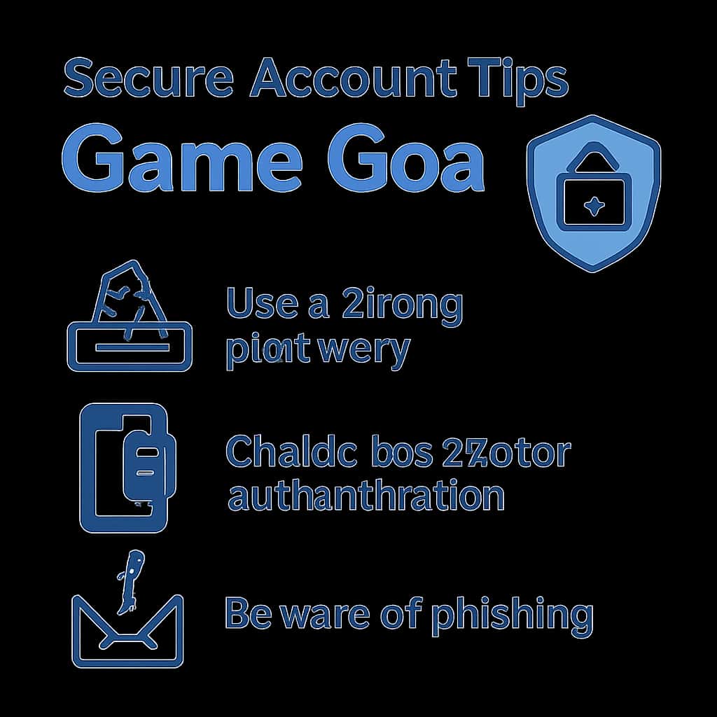 Illustration of steps for securing a Game Goa account.